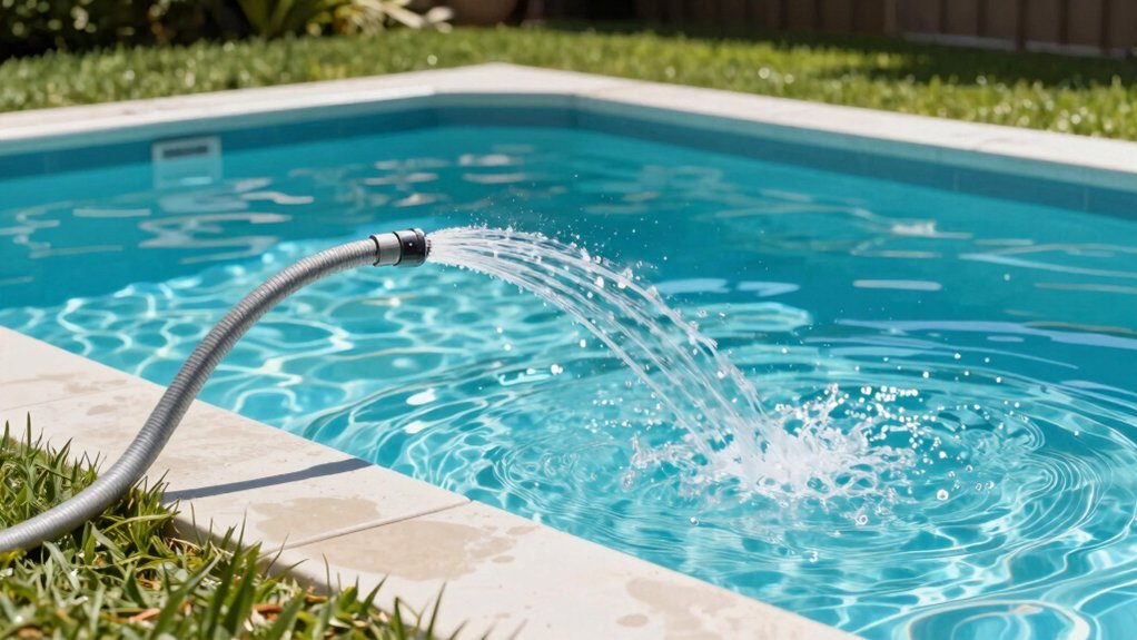 draining pool with garden hose