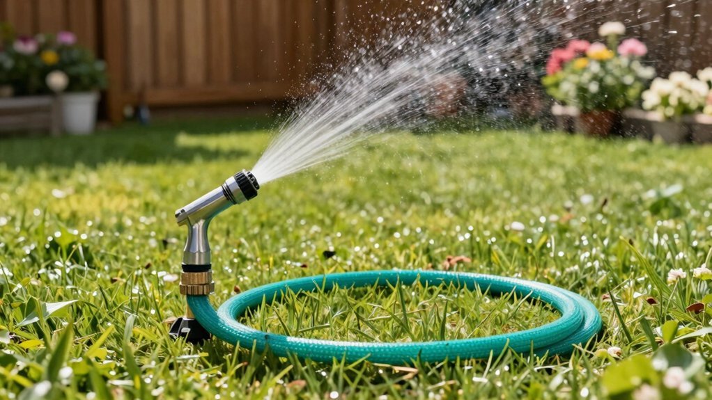 sprinkler with expandable garden hose