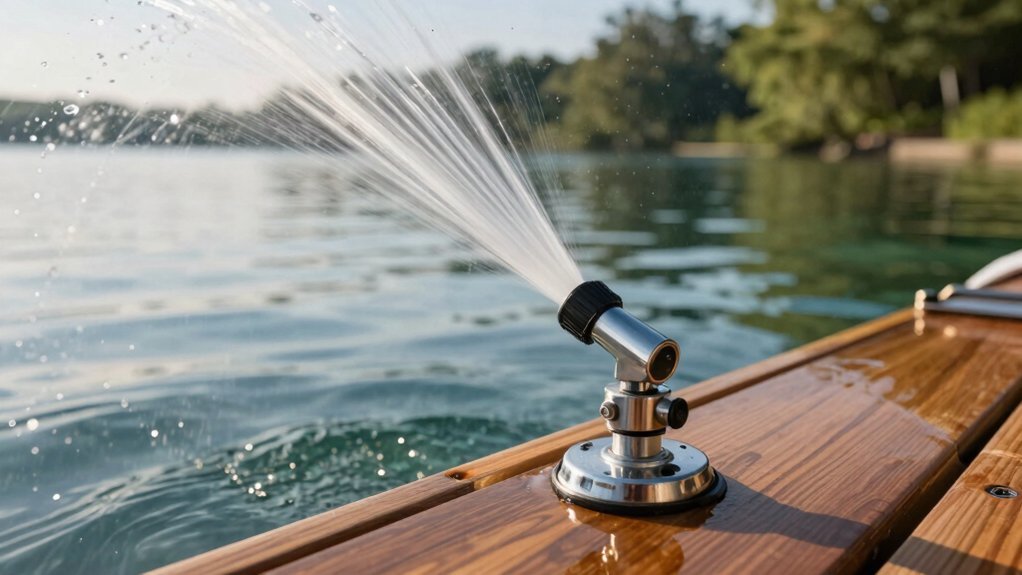 sprinklers provide water to raft
